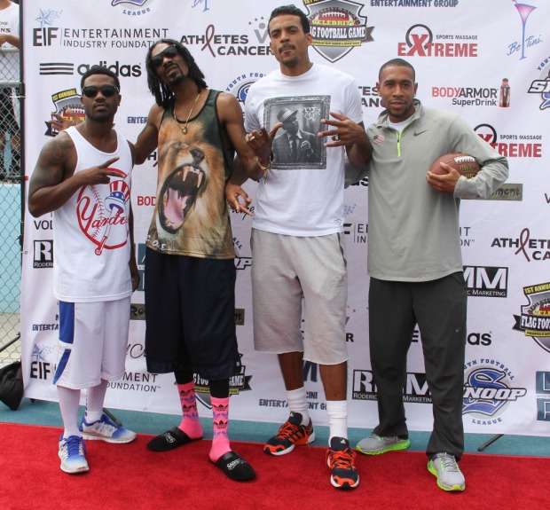 Celebrities and Athletes arrive on the red carpet for the 1st Annual Matt Barnes and Snoop Dogg Celebrity Flag Football Game to benefit Athletes vs. Cancer at Palisades High School in Pacific Palisade